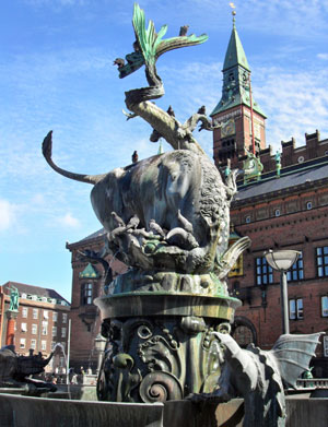 Copenhagen Denmark - The monument of Bull render Dragon