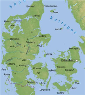 Physical Map of Denmark